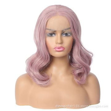 Supplier Pink body wavefront laced free part vigorous Cheap fiber braided Synthetic Lace wig
